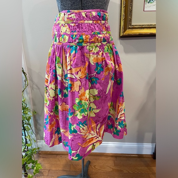 Jones wear jeans co ladies size 8 side zip Hawaiian‎ print all cotton skirt - Picture 2 of 12